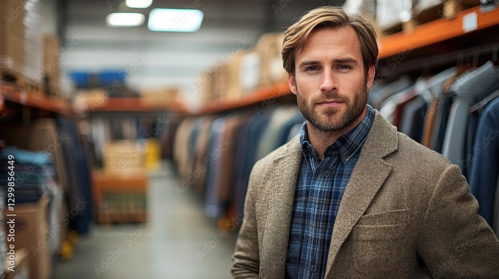 Obraz premium Man In Clothing Store Looking At Camera