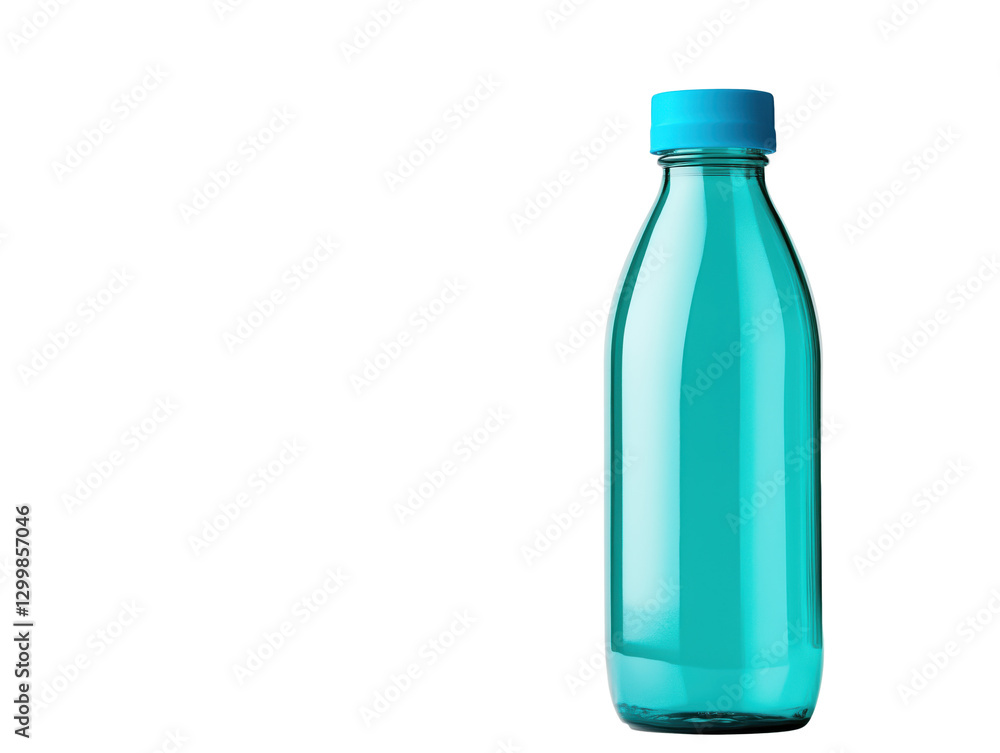 A Refreshing Scene: A Bright Water Bottle with a Blue Lid Surrounded by Energetic Splashes of Water, Invoking Vitality and Refreshment. A Refreshing Scene: A Bright Water Bottle with a Blue Lid Surrounded by Energetic Splashes of Water, Invoking Vitality and Refreshment.