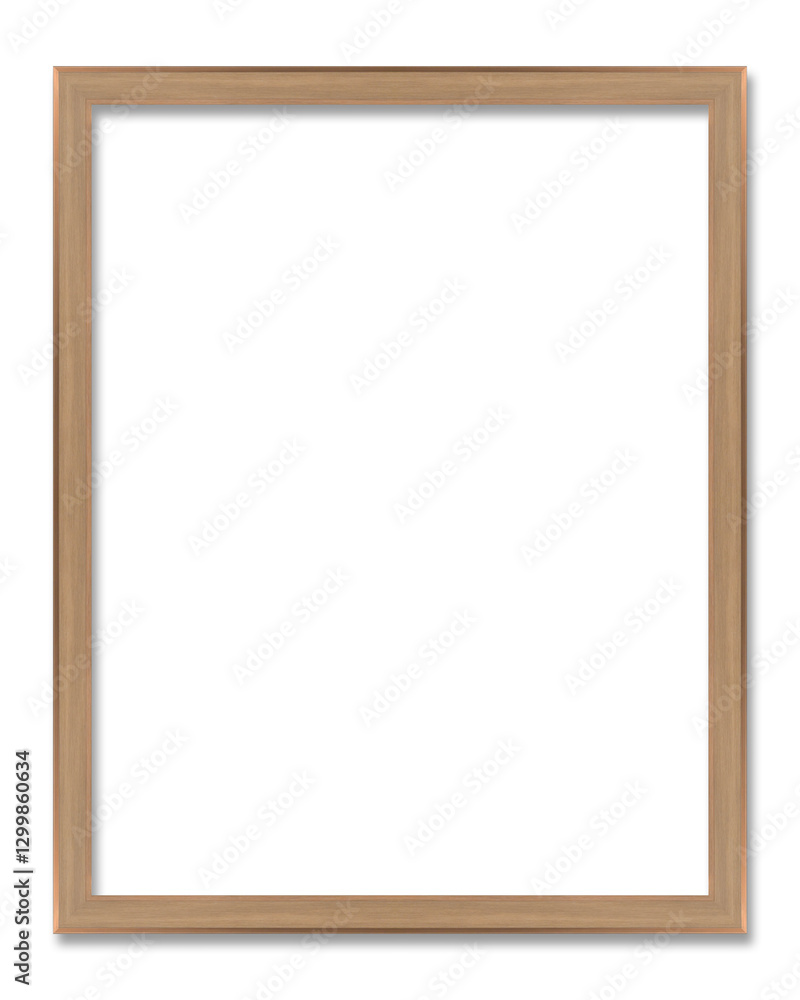 Modern photo frame. Gold border and wood. Rectangle frame and shadow isolated on transparent background Modern photo frame. Gold border and wood. Rectangle frame and shadow isolated on transparent background