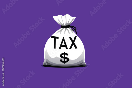 Create a simple cartoon illustration of a money bag with the word "TAX" clearly visible on it.  The style should be clean and easily understandable.