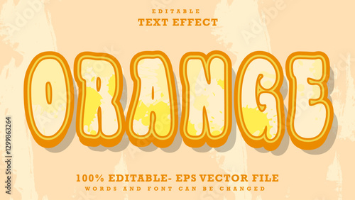3d Minimal Word Orange Editable Text Effect Design Template, Effect Saved In Graphic Style