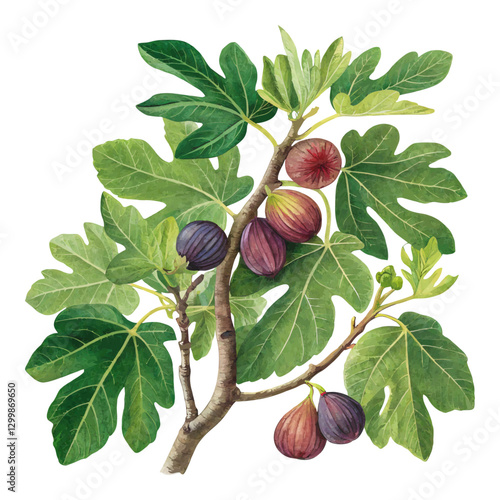 Fig Tree with Lush Leaves and Ripe Figs