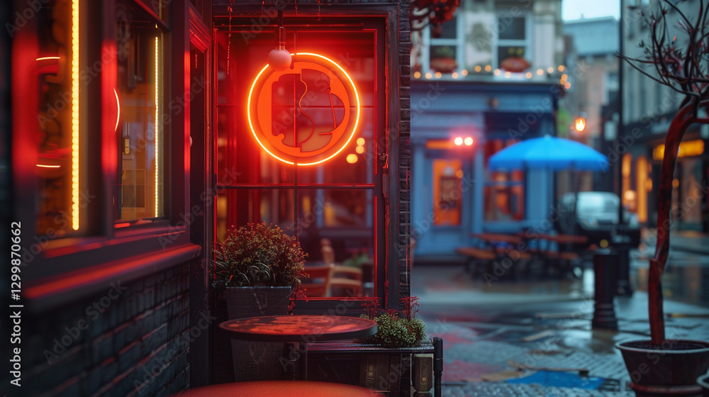 Obraz premium A glowing neon sign mockup for a brand logo concept.