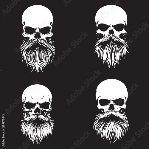 Dark Gothic Skull Collection – Edgy Grunge Horror Vector Set. Perfect for punk rock T-shirts, streetwear designs, and alternative branding.