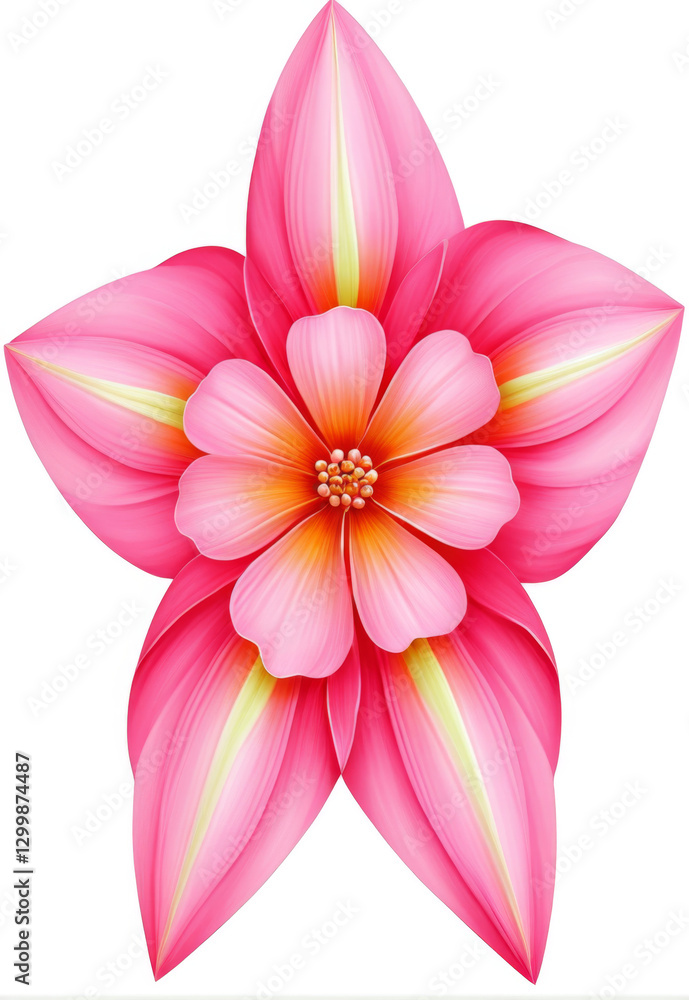 Fototapeta premium Five-pointed pink splendid flowers decorative pattern elements