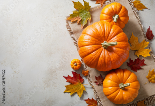Colorful autumn pumpkin angle pumpkin on the table