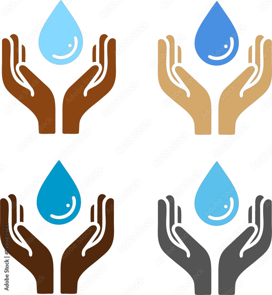 Fototapeta premium Elegant Minimalist Hand and Water Drop Vector Logo