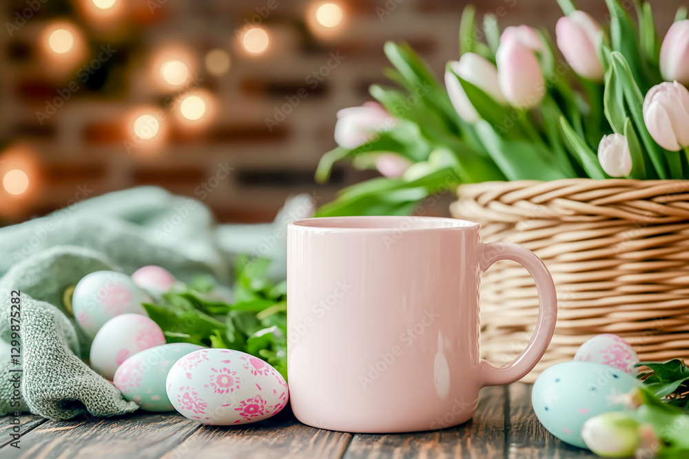 cup of coffee with tulips cup of coffee with tulips
