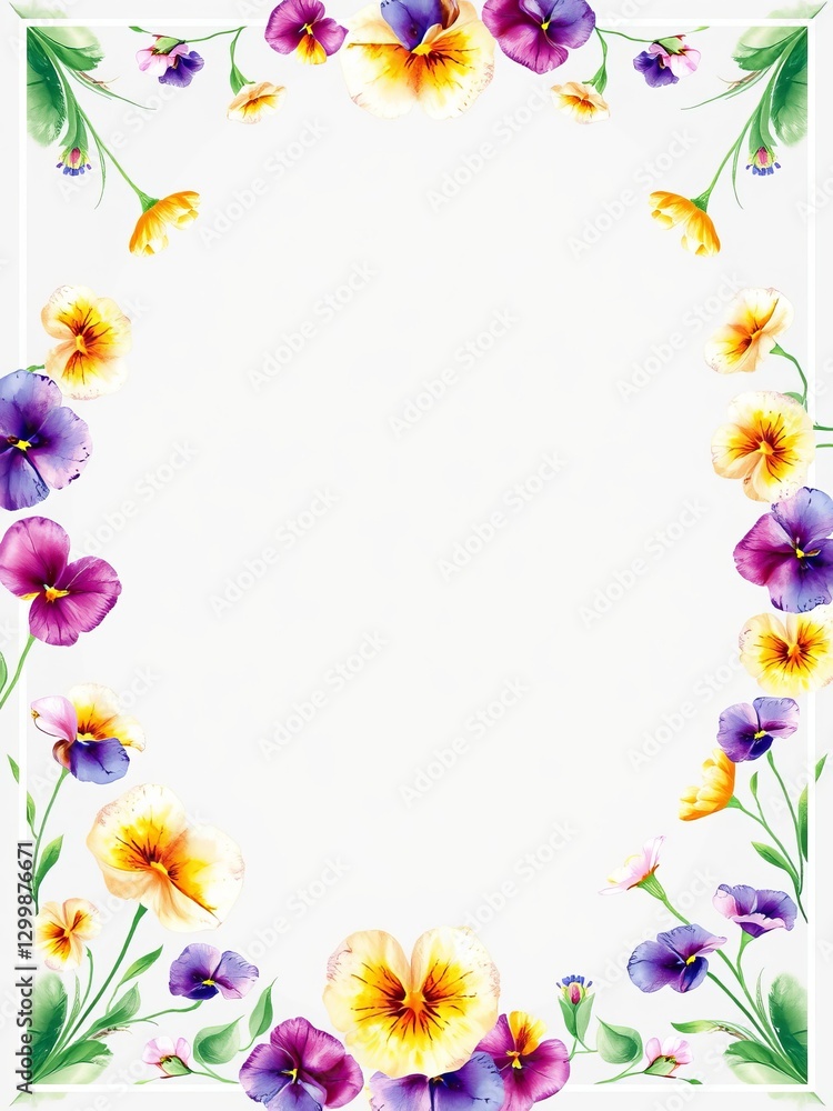 Beautiful flower border framing a space with vibrant blossoms and lush greenery for decoration Beautiful flower border framing a space with vibrant blossoms and lush greenery for decoration