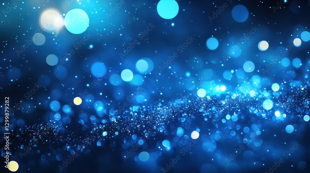 Blue sparkling background with bokeh effect and glitter trail Blue sparkling background with bokeh effect and glitter trail