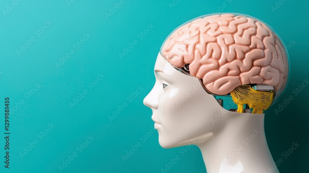 Obraz premium Conceptual Visualization of Artificial Intelligence and Human Brain