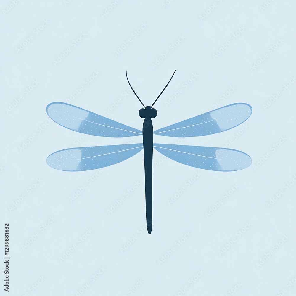 dragonfly head, blue dragonfly, sky blue background, intricate wings, slim body, minimal modern style, abstract tones dragonfly head, blue dragonfly, sky blue background, intricate wings, slim body, minimal modern style, abstract tones