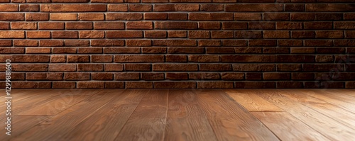 Dark Brown Brick Wall and Wood Floor Interior Design