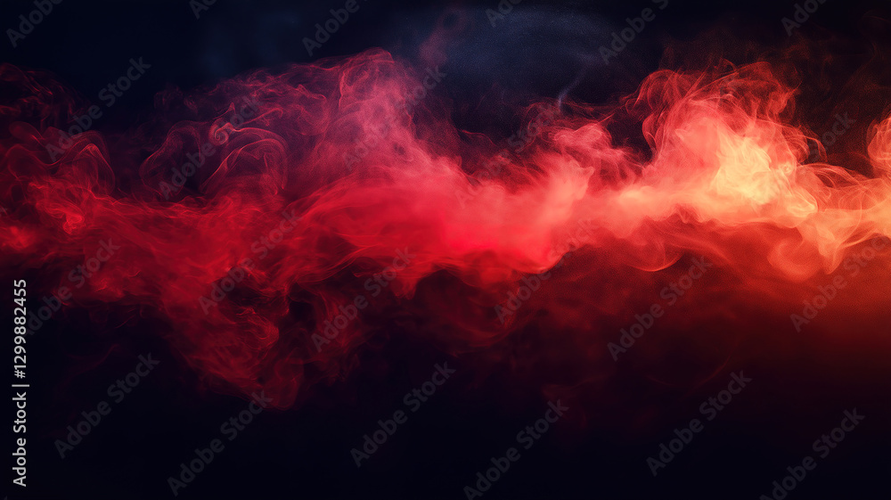 Dramatic red smoke clouds swirling on a dark background creating an intense atmosphere Dramatic red smoke clouds swirling on a dark background creating an intense atmosphere