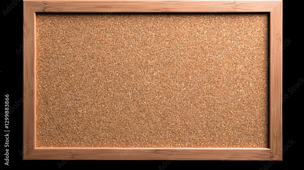 Fototapeta premium Rectangular Corkboard With Wooden Frame Against Black Background