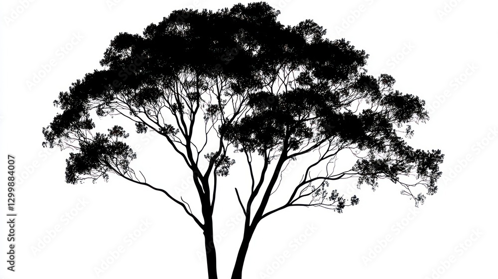 Fototapeta premium Silhouette of a tree against a white sky, nature photography for design