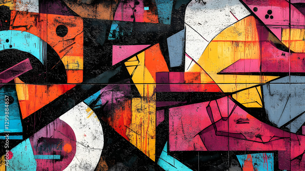 Naklejka premium street art composition with bold lettering, abstract shapes, and urban textures 