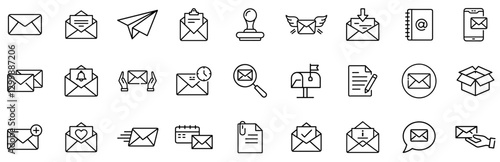 Email & Messaging Outline Icon Bundle – Communication, Mail, Notifications, Inbox Management