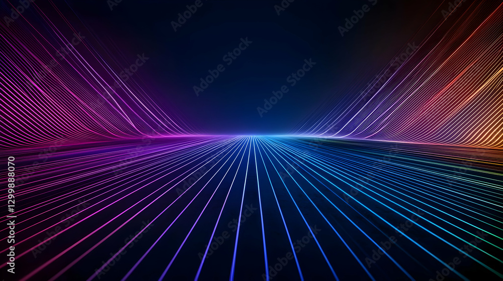 Fototapeta premium Abstract Digital Display Of Colorful Pixelated Lines Forming Dynamic Futuristic Designs