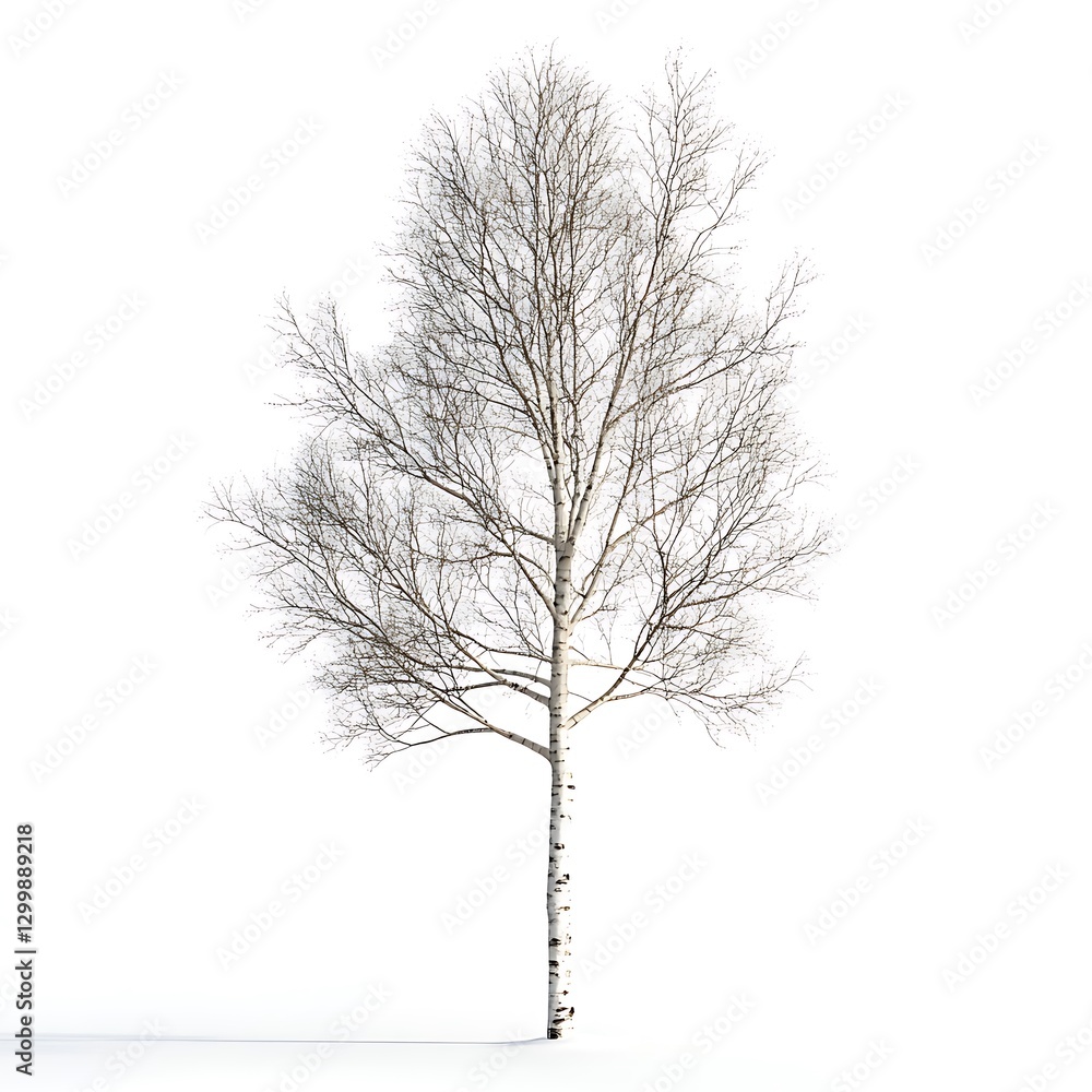 Obraz premium Trees covered with hoarfrost isolated on a white background.