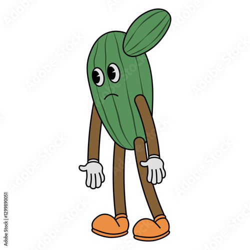 Cactus Cartoon Character. Isolated on White Background. 