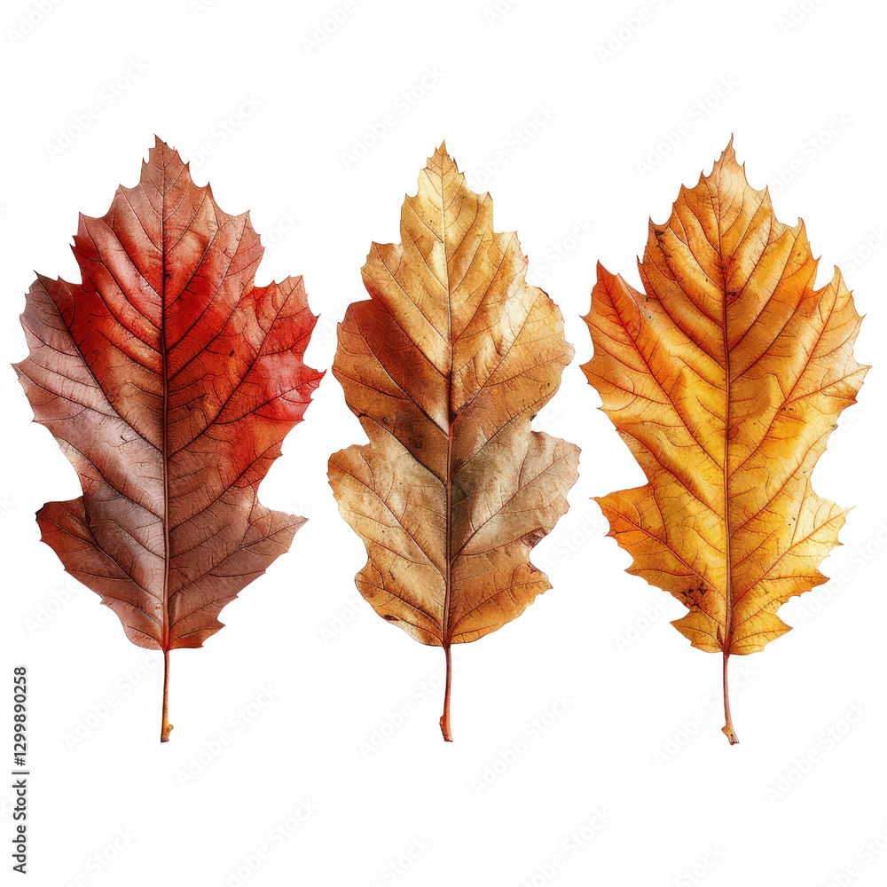 Trio of Colorful Autumn Leaves with Intricate Veins and Rich Textures for Fall Decoration and Nature Themes Trio of Colorful Autumn Leaves with Intricate Veins and Rich Textures for Fall Decoration and Nature Themes