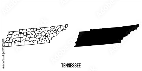 High detailed vector map - Tennessee