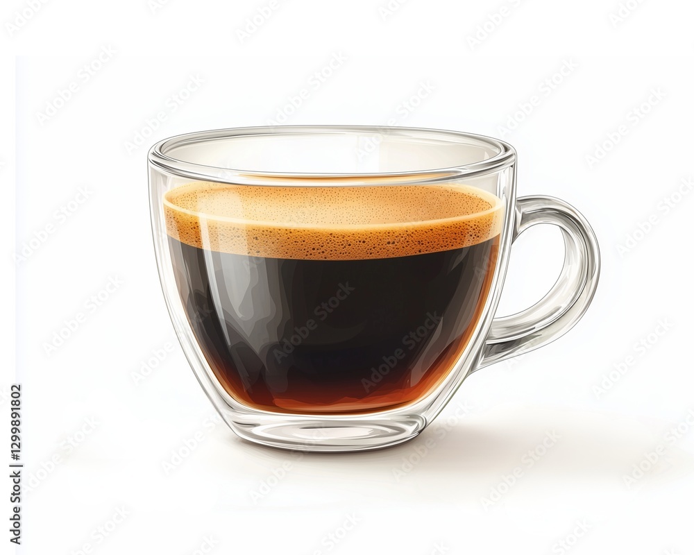 isolated coffee drink of a realistic black coffee. Black coffee in clear glass mug. Isolated black coffee on White Background . Barista-style coffee. Premium black coffee photography. isolated coffee drink of a realistic black coffee. Black coffee in clear glass mug. Isolated black coffee on White Background . Barista-style coffee. Premium black coffee photography.