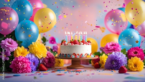 Stylish Balloon Decor and Cake for a Chic Birthday Celebration