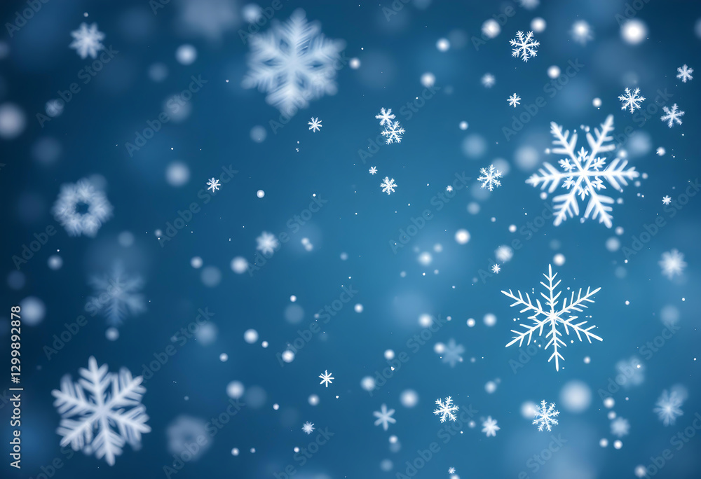 White Snowflakes Falling on a Blue Background White Snowflakes Falling on a Blue Background
