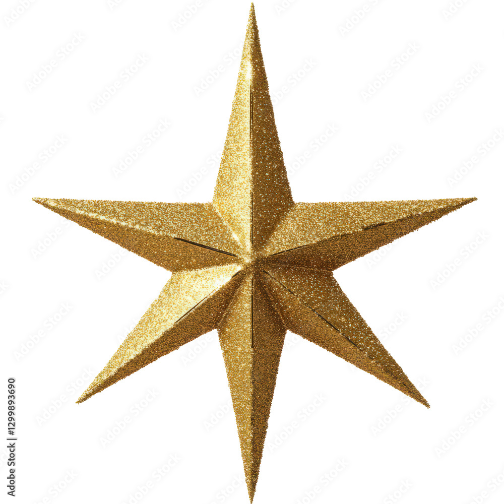Obraz premium Sparkling seven-pointed starburst with golden shimmer on a transparent backdrop