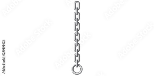Realistic Silver Key Chain With Metal Ring Vector Illustration.	