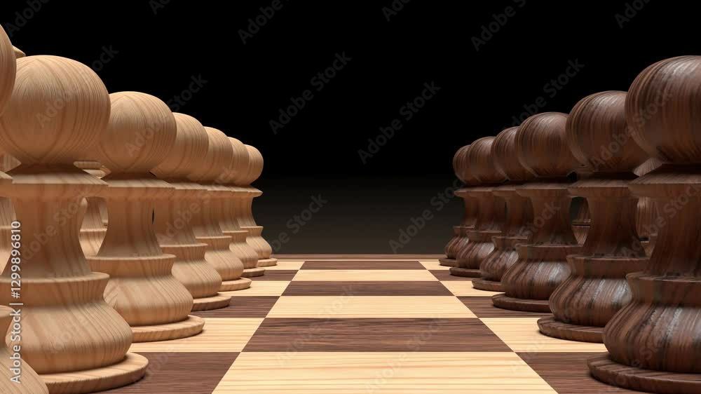 Close up shot dolly Wooden Chess board game select focus .Strategy, Planning and Decision business concept, 4K high quality video, Pan shot video of Pawns in chess 