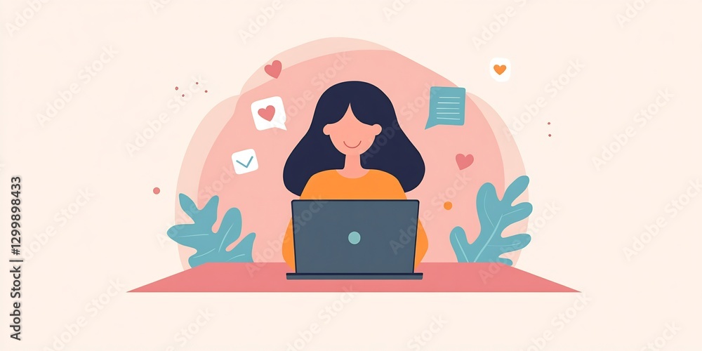 social media manager working on laptop digital marketing professional illustration social media manager working on laptop digital marketing professional illustration