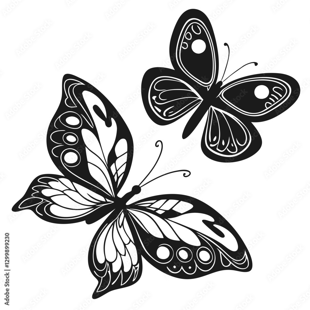 Fototapeta premium Butterflies Silhouette vector illustration