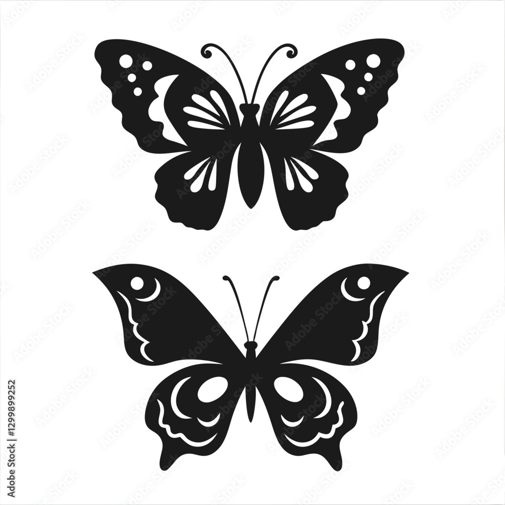 Fototapeta premium Butterflies Silhouette vector illustration