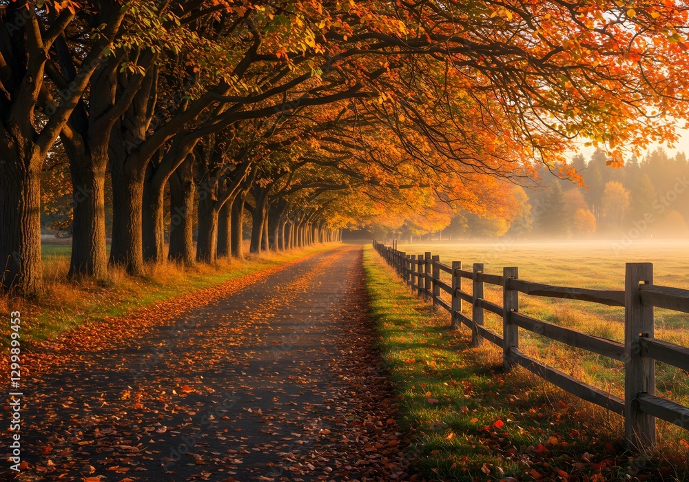 Beautiful fall scenery with. Colorful leaves in the garden. Falling leaves with nature landscape in the background Beautiful fall scenery with. Colorful leaves in the garden. Falling leaves with nature landscape in the background