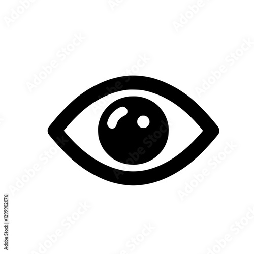 Black eye icon symbolizing vision and perception on a transparent background