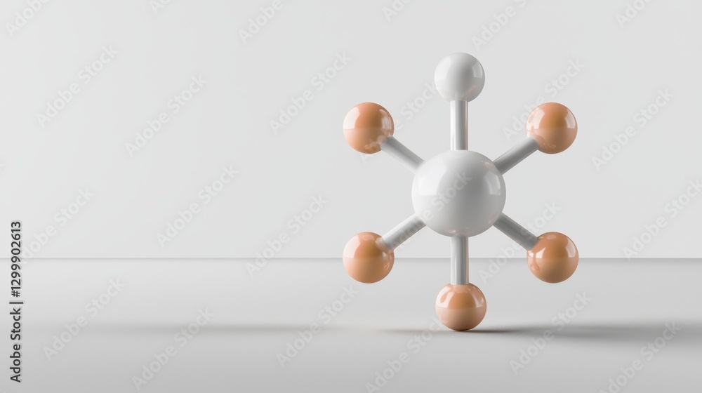 Obraz premium Detailed 3d render of a white molecule with orange spheres, scientific visualization for research and education