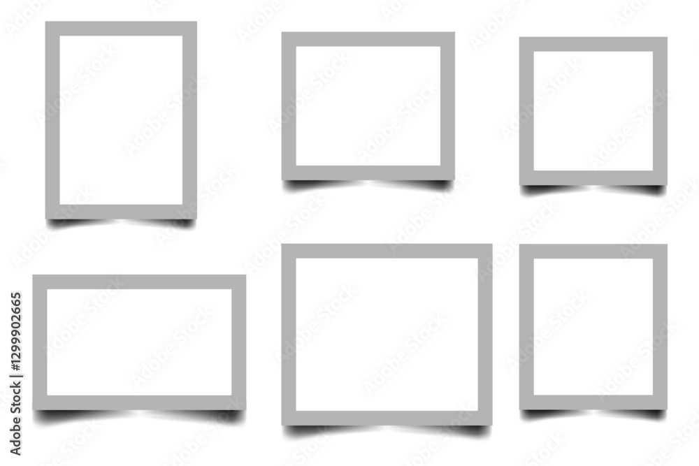 Empty different photo frame with shadows. Set realistic photo card frame mockup. vector illustration eps 888. Empty different photo frame with shadows. Set realistic photo card frame mockup. vector illustration eps 888.