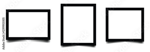  Empty photo frame. Vector isolated picture frame mockup with shadow on transparent background. Poster frame mockup. vector illustration eps 888.