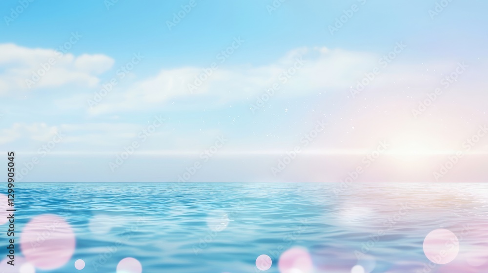 Stunning blue sky with clouds reflected in tranquil water, a serene nature Stunning blue sky with clouds reflected in tranquil water, a serene nature