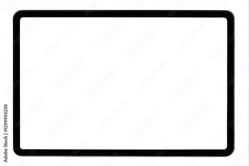 Black Rectangular Frame with Glossy Finish on White Background, Modern and Minimalist Design with Curved Edges Black Rectangular Frame with Glossy Finish on White Background, Modern and Minimalist Design with Curved Edges