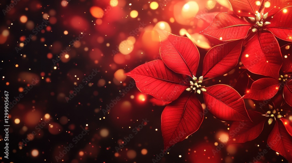 Vibrant red poinsettias with bokeh lights. Perfect for Christmas cards, festive designs, and holiday marketing. Vibrant red poinsettias with bokeh lights. Perfect for Christmas cards, festive designs, and holiday marketing.