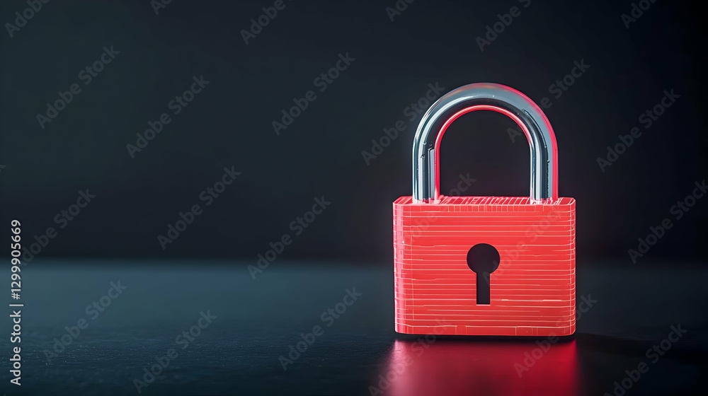 Fototapeta premium Red Metallic Padlock on Dark Background Illustrating Security and Privacy Concepts