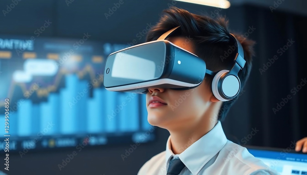 Immersive Virtual Reality Experience: Young Professional Exploring Digital Worlds Immersive Virtual Reality Experience: Young Professional Exploring Digital Worlds