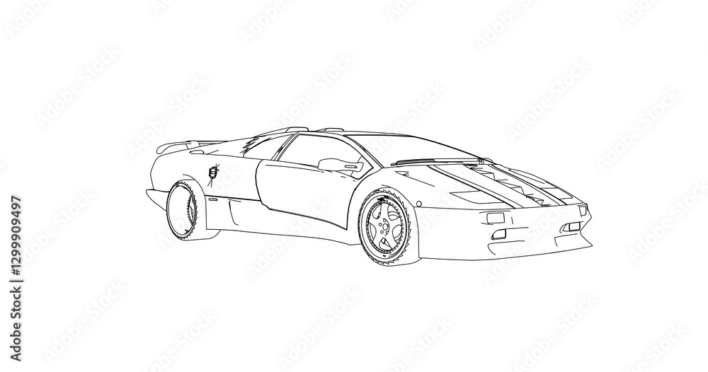 Fototapeta premium car hand drawing and sketch black and white. 