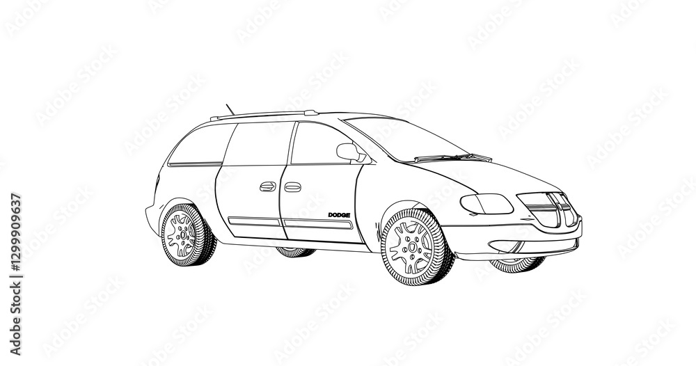 Fototapeta premium car hand drawing and sketch black and white. 