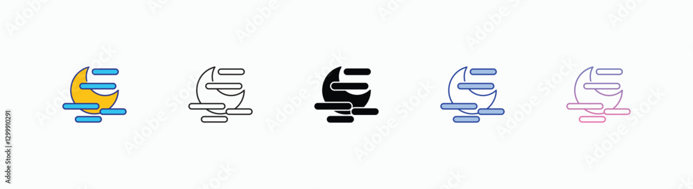 Night Fog icons set in different style vector stock Night Fog icons set in different style vector stock