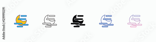 Night Fog icons set in different style vector stock 